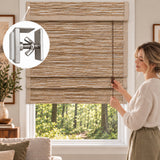 No Drill Corded Woven Wood Roman Shades