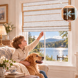 No Drill Cordless Woven Wood Roman Shades