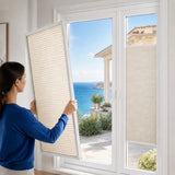 No Drill Blinds for French Doors, Cordless Top Down Bottom Up Cellular Shades, Adhesive Honeycomb Shades for Narrow Door Windows