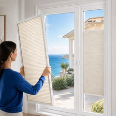 No Drill Blinds for French Doors, Cordless Top Down Bottom Up Cellular Shades, Adhesive Honeycomb Shades for Narrow Door Windows