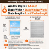 No Drill Corded Aluminum Vinyl Mini Blinds 1 Inch Slats