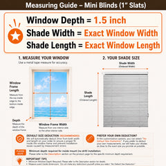 No Drill Corded Aluminum Vinyl Mini Blinds 1 Inch Slats