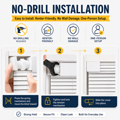 No Drill Corded Aluminum Vinyl Mini Blinds 1 Inch Slats
