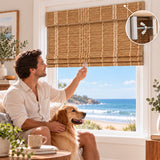 No Drill Cordless Bamboo Roman Shades