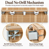 No Drill Cordless Bamboo Roman Shades