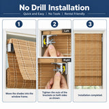 No Drill Cordless Bamboo Shades Roman Style