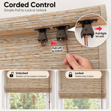No Drill Corded Woven Wood Roman Shades