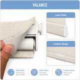 No Drill Cordless Fabric Wrapped Valance Roller Shades