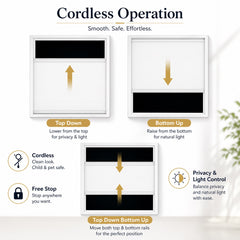 No Drill Blinds for French Doors, Cordless Top Down Bottom Up Cellular Shades, Adhesive Honeycomb Shades for Narrow Door Windows